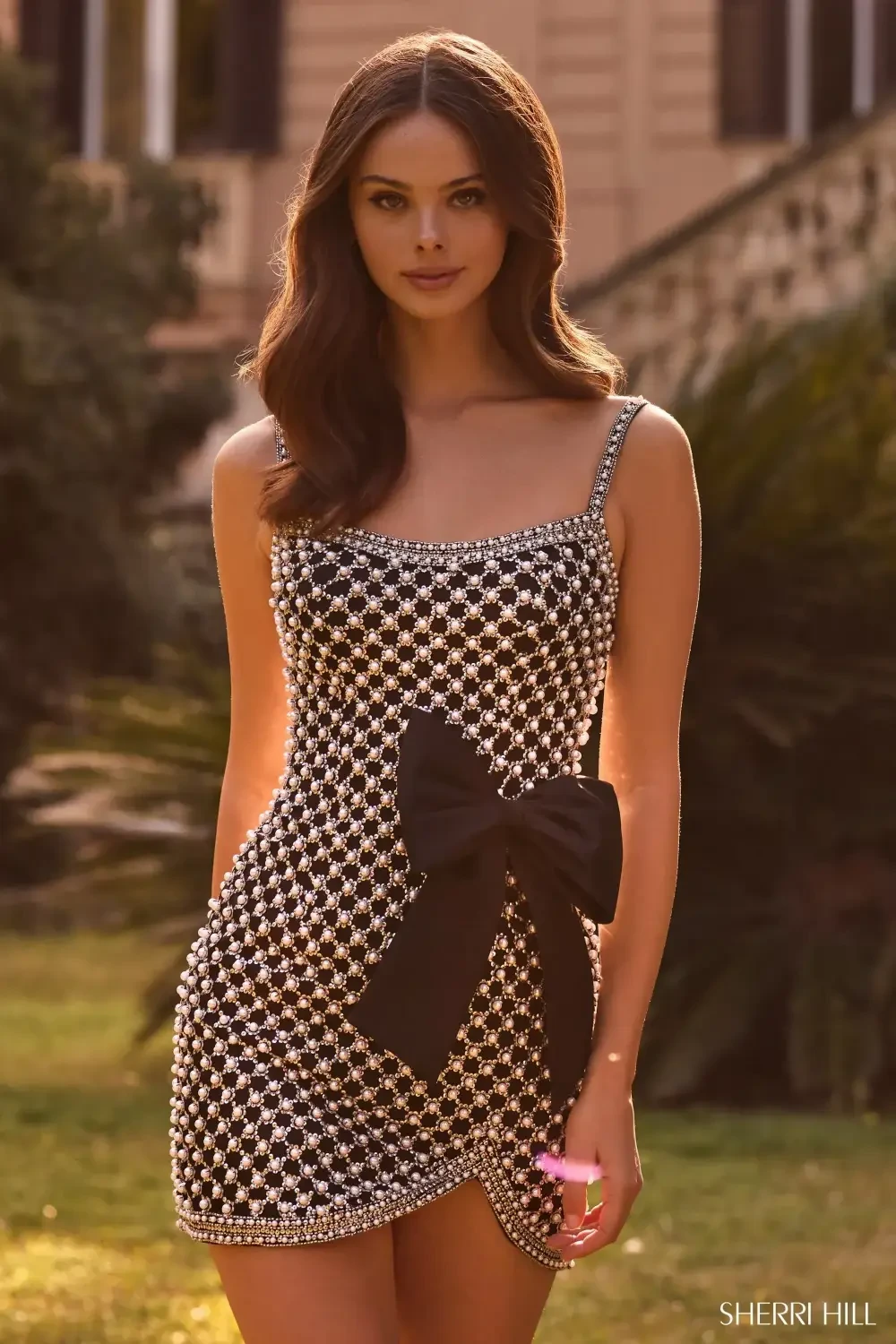 Model wearing a homecoming dress