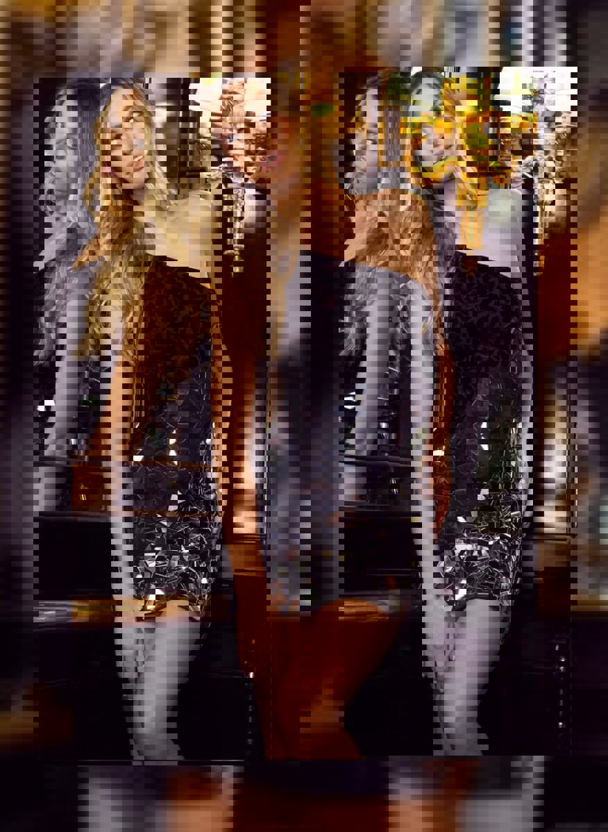 Model wearing a homecoming dress