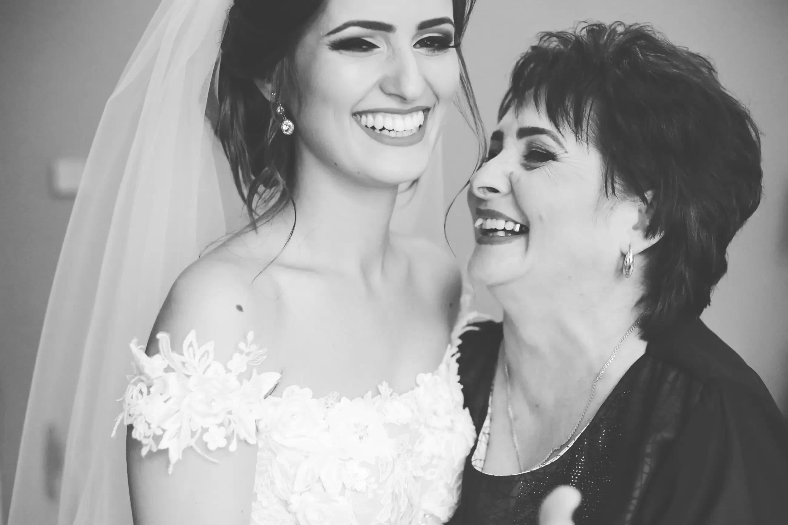 image shows a bride and her mother on her wedding day