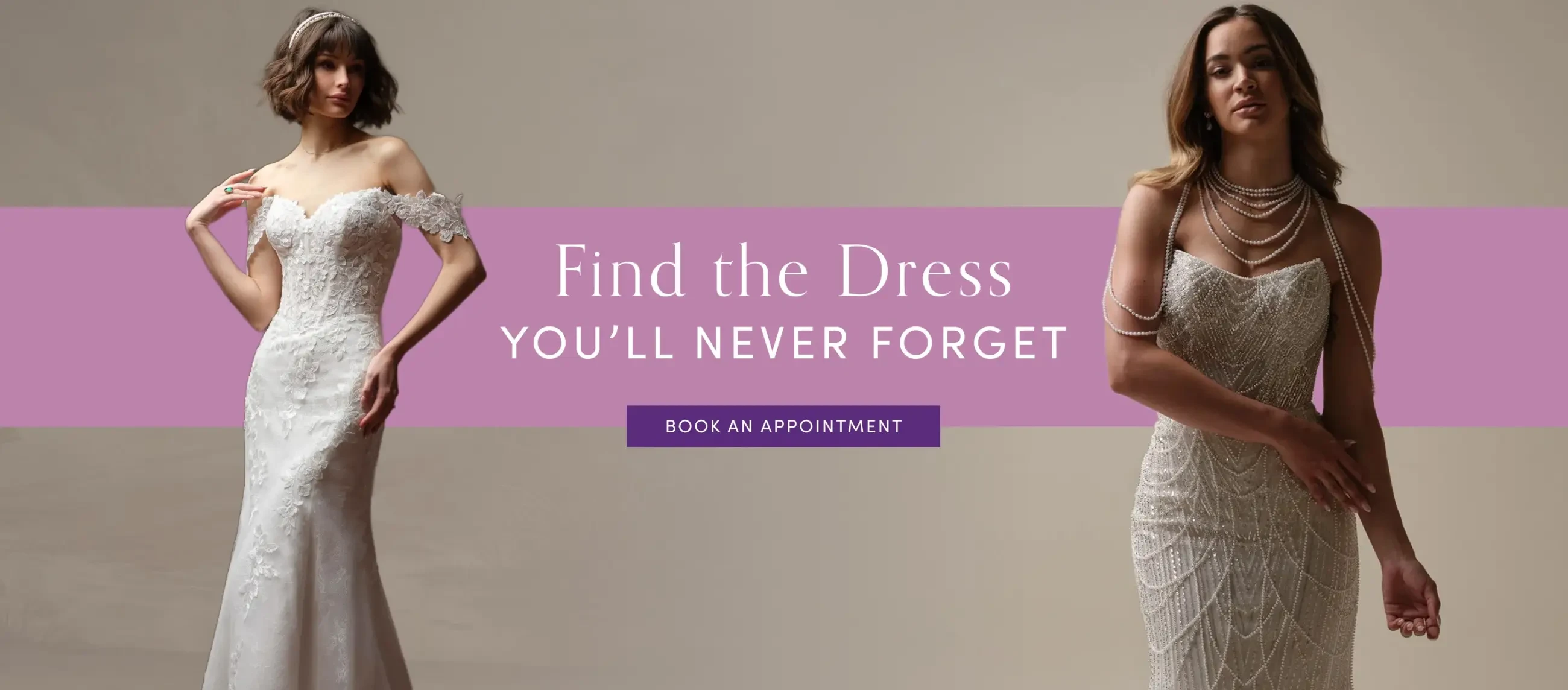 Find The Dress You'll Never Forget Desktop Banner